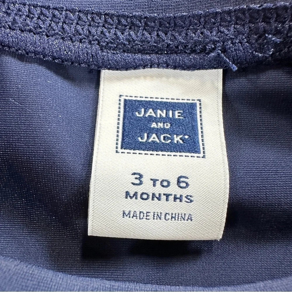 Janie and Jack Navy and Pink Flamingo Rashguard Sz 3-6M
